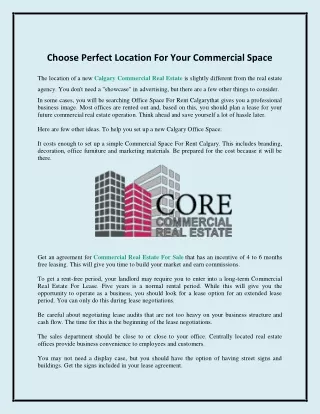 Choose Perfect Location For Your Commercial Space