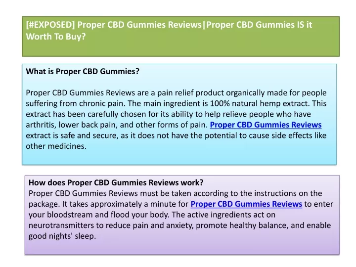 exposed proper cbd gummies reviews proper