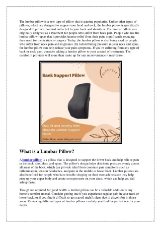 How the Lumbar Pillow Brings Comfort To Your Back?