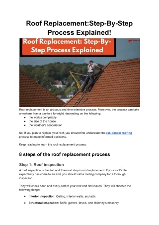 Roof Replacement:Step-By-Step Process Explained!
