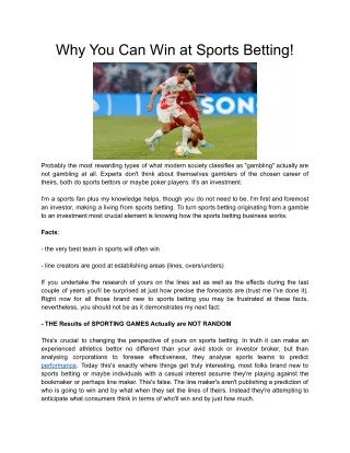 why you can win at sports betting