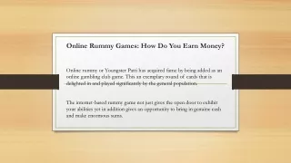 online rummy games how do you earn money