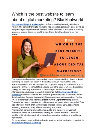 Which is the best website to learn about digital marketing