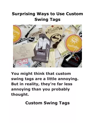 Surprising Ways to Use Custom Swing Tags