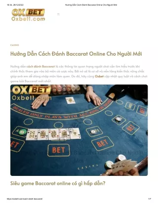 Hướng Dẫn Cách Đánh Baccarat Online Cho Người Mới