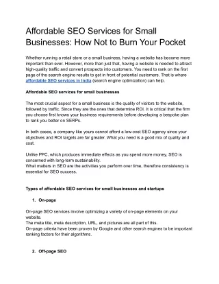 Affordable SEO Services for Small Businesses_ How Not to Burn Your Pocket