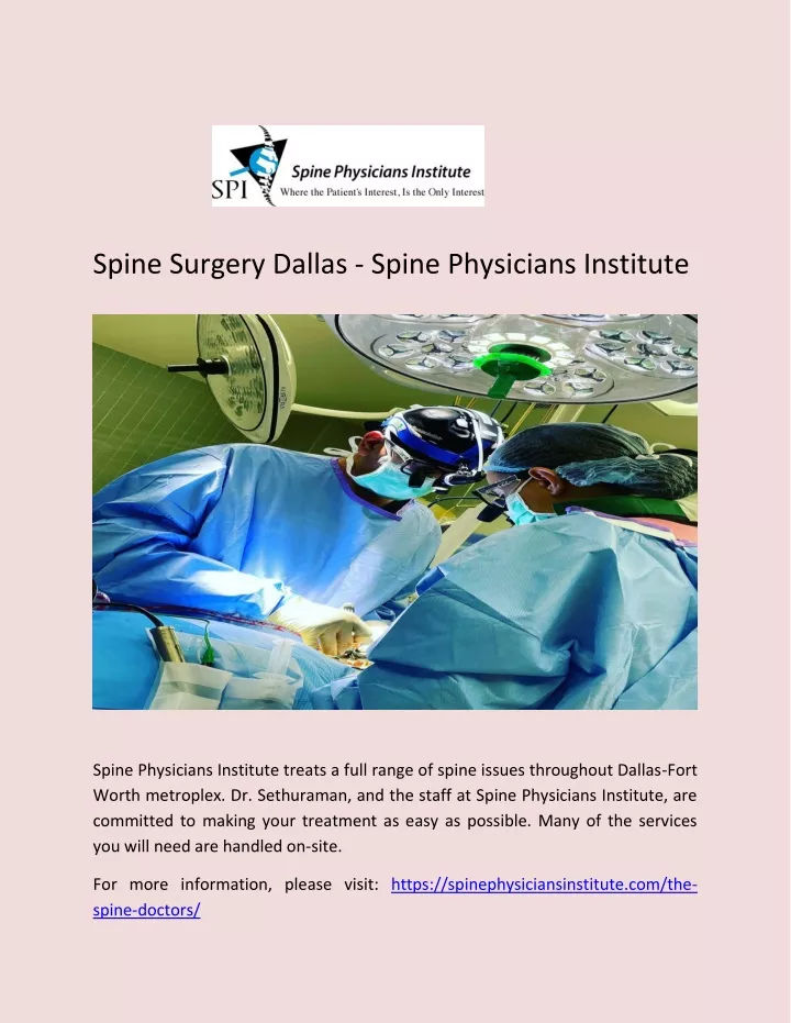 spine surgery dallas spine physicians institute