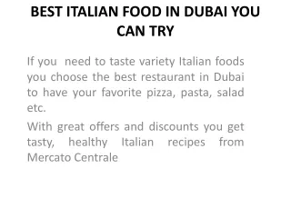 BEST ITALIAN FOOD IN DUBAI YOU CAN TRY