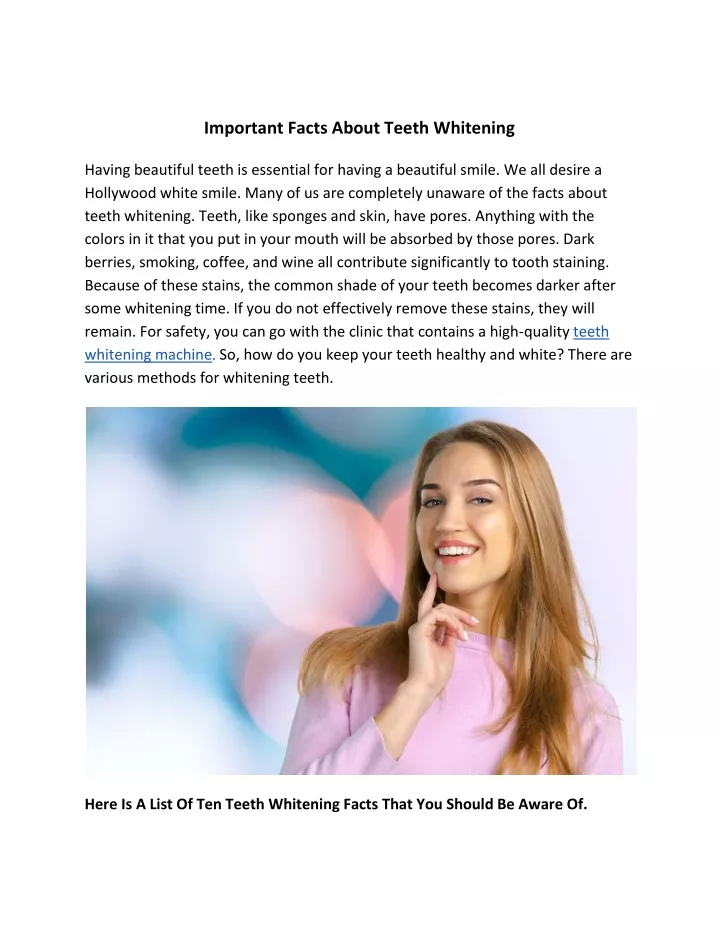important facts about teeth whitening