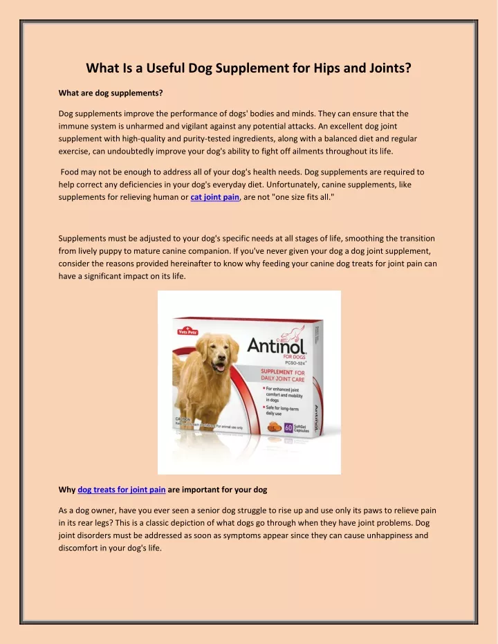 what is a useful dog supplement for hips