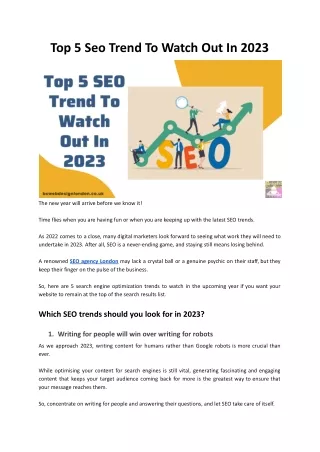 Top 5 Seo Trend To Watch Out In 2023