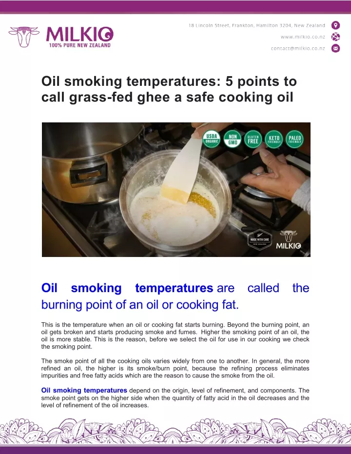 oil smoking temperatures 5 points to call grass
