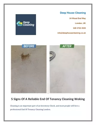 5 Signs Of A Reliable End Of Tenancy Cleaning Woking