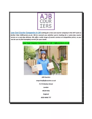 Low Cost Courier Companies in Uk  Ajbcouriers.co.uk