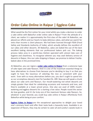 Order Cake Online in Raipur | Eggless Cake