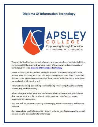 diploma of information technology