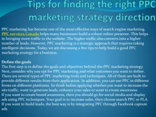 tips for finding the right ppc marketing strategy direction