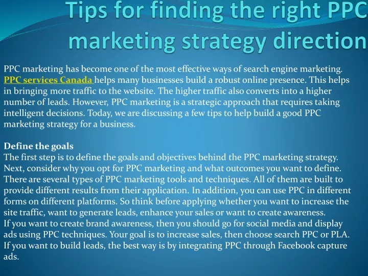 tips for finding the right ppc marketing strategy direction