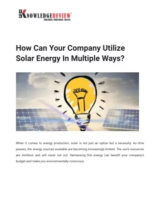 how can your company utilize solar energy