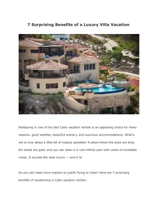 7 Surprising Benefits of a Luxury Villa Vacation