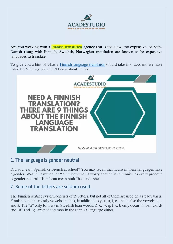 are you working with a finnish translation agency