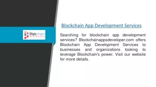 Blockchain App Development Services  Blockchainappsdeveloper.com