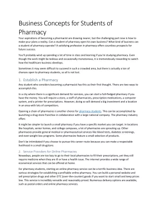 Business Concepts for Students of Pharmac1