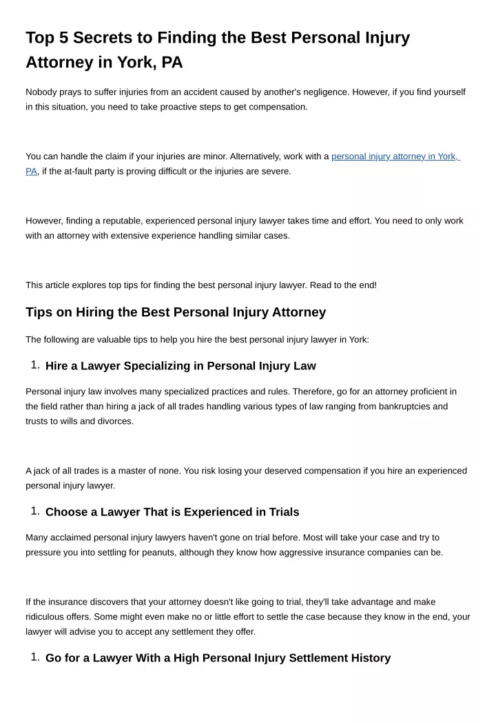 top 5 secrets to finding the best personal injury