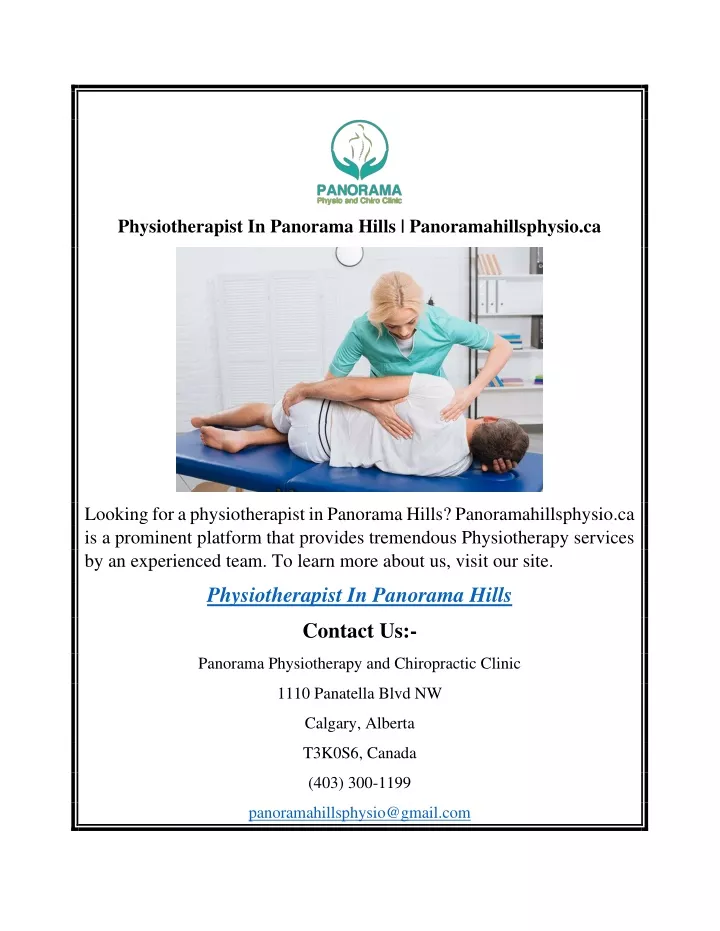 physiotherapist in panorama hills