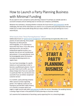 How to Launch a Party Planning Business with Minimal Funding