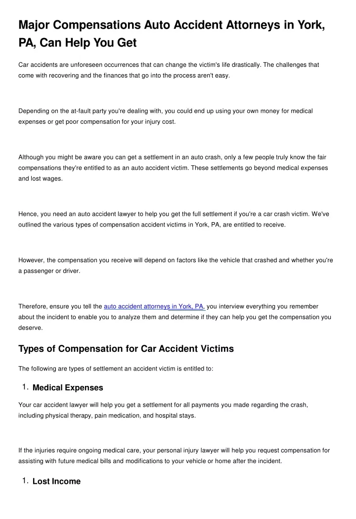 major compensations auto accident attorneys