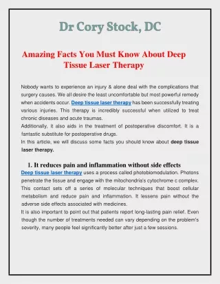 Amazing Facts You Must Know About Deep Tissue Laser Therapy