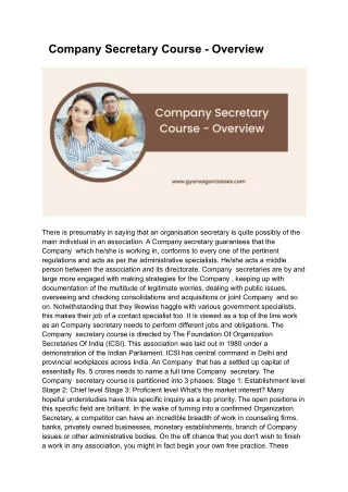 Company Secretary Course - Overview