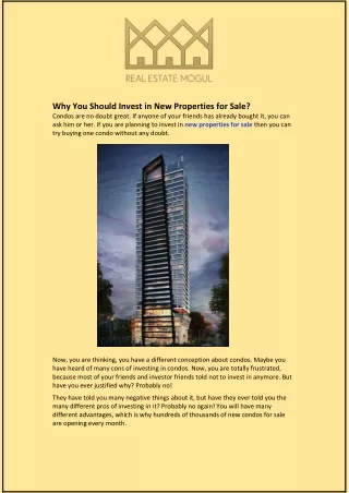 why you should invest in new properties for sale