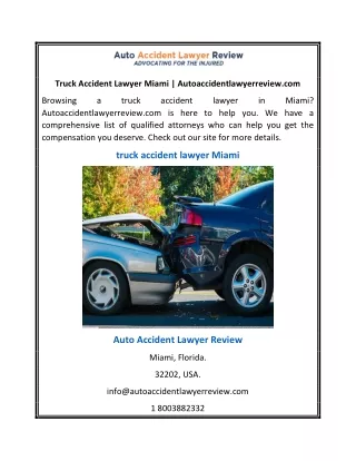 Truck Accident Lawyer Miami | Autoaccidentlawyerreview.com