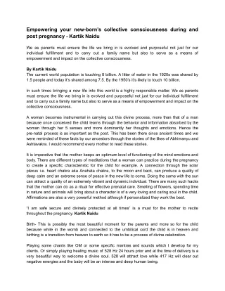 Empowering your new-born’s collective consciousness during and post pregnancy