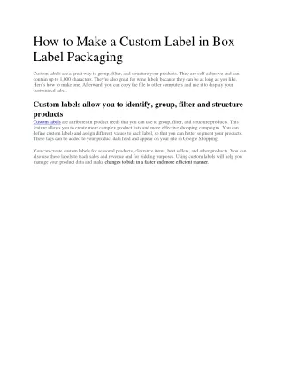 How to Make a Custom Label in Box