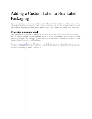 Adding a Custom Label to Box Label