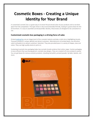 cosmetic boxes creating a unique identity