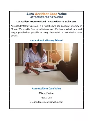 Car Accident Attorney Miami | Autoaccidentcasevalue.com