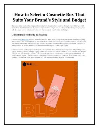 how to select a cosmetic box that suits your
