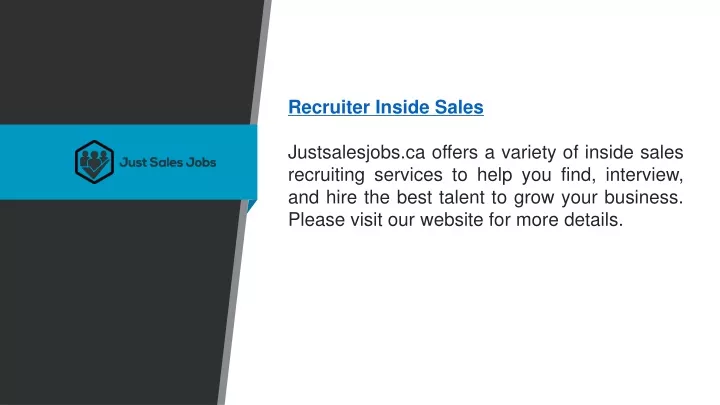 recruiter inside sales justsalesjobs ca offers