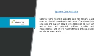 Sparrow Care Australia | Sparrowcareaustralia.com.au