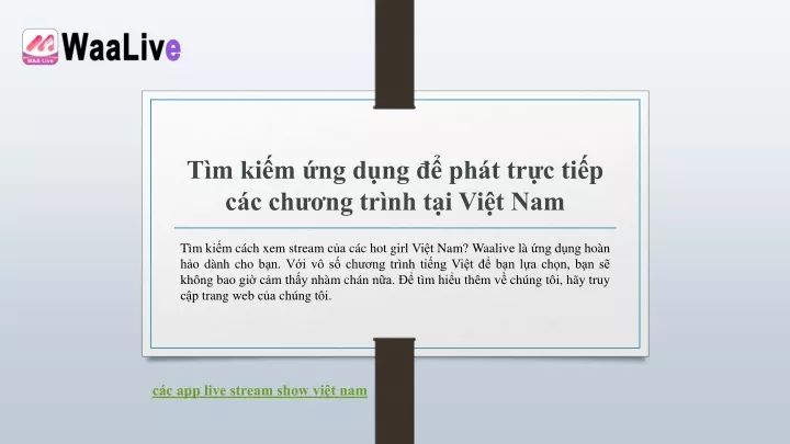 PPT - Tìm Kiếm ứng Dụng để Phát Trực Tiếp Các Chương Trình Tại Việt Nam ...