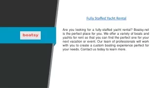 Fully Staffed Yacht Rental | Boatsy.net