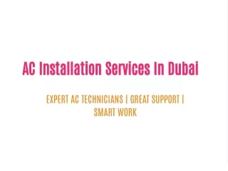 AC Installation Services In Dubai