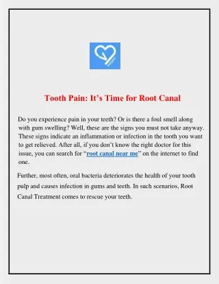 Tooth Pain Its Time for Root Canal