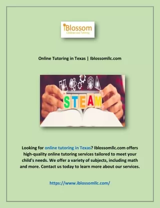 Online Tutoring in Texas | Iblossomllc.com