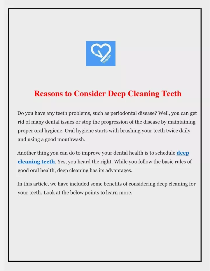 reasons to consider deep cleaning teeth