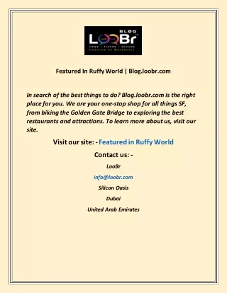Featured In Ruffy World  Blog loobr com